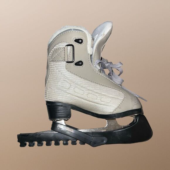 Toddler PowerTek V3.0 Tek Edge Kid Skates Beige Lace Up With Blade Covers Size 9 - Picture 2 of 10